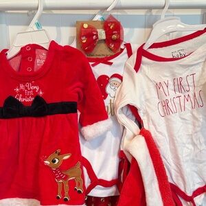 Baby Christmas Dress & Onesie Set - Red and White Holiday Outfit